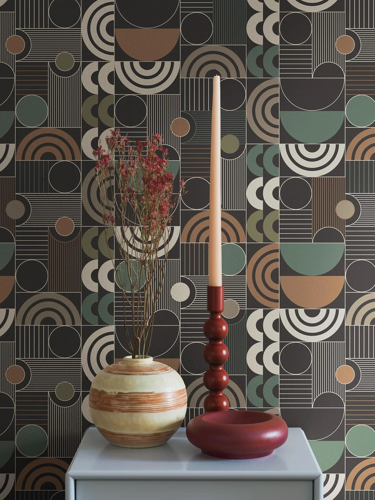 Non-woven paper wallpaper with geometric pattern COSMOPOLITAN black