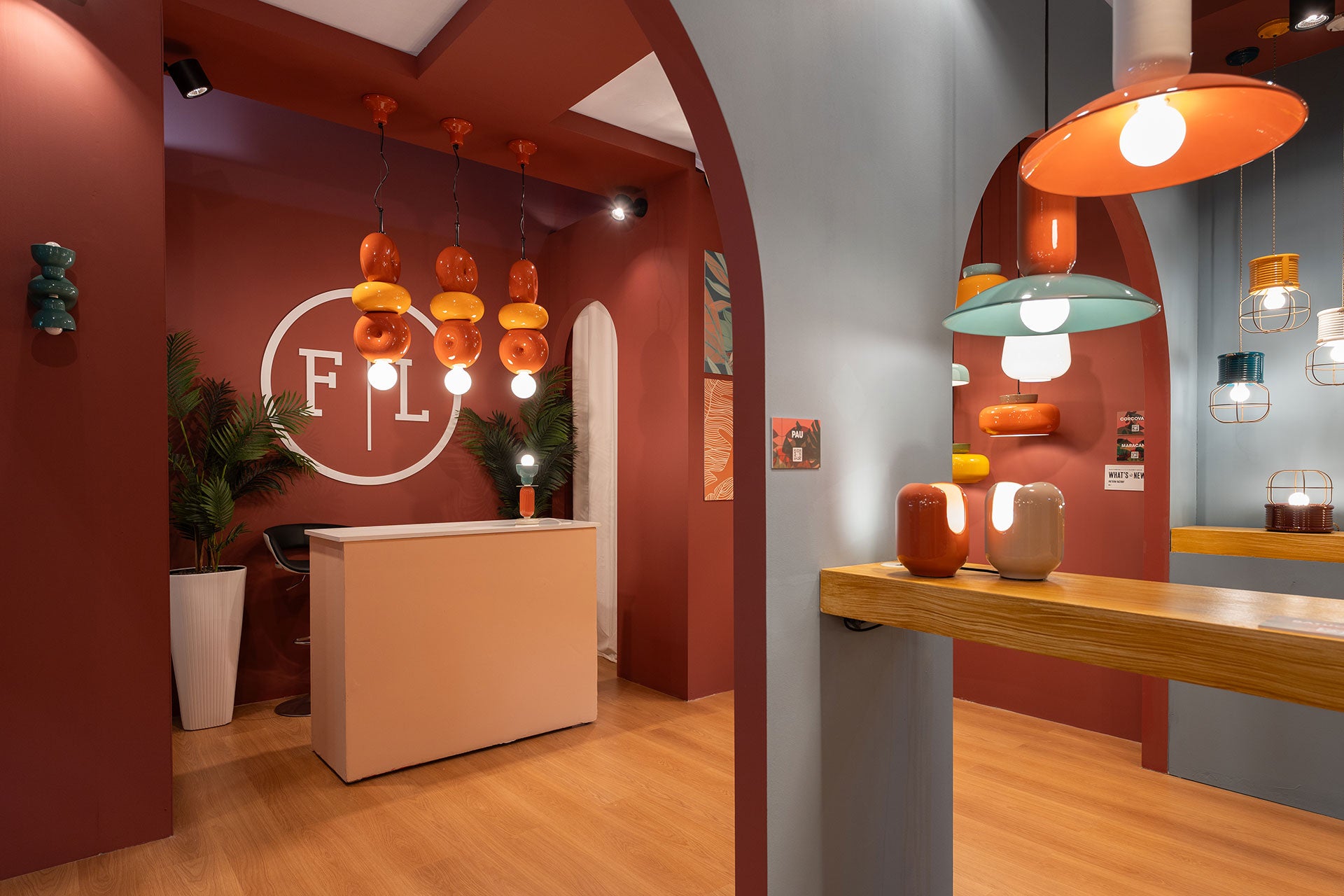 Závěsná keramická lampa BUMBUM oranžová se žlutou a krémovou