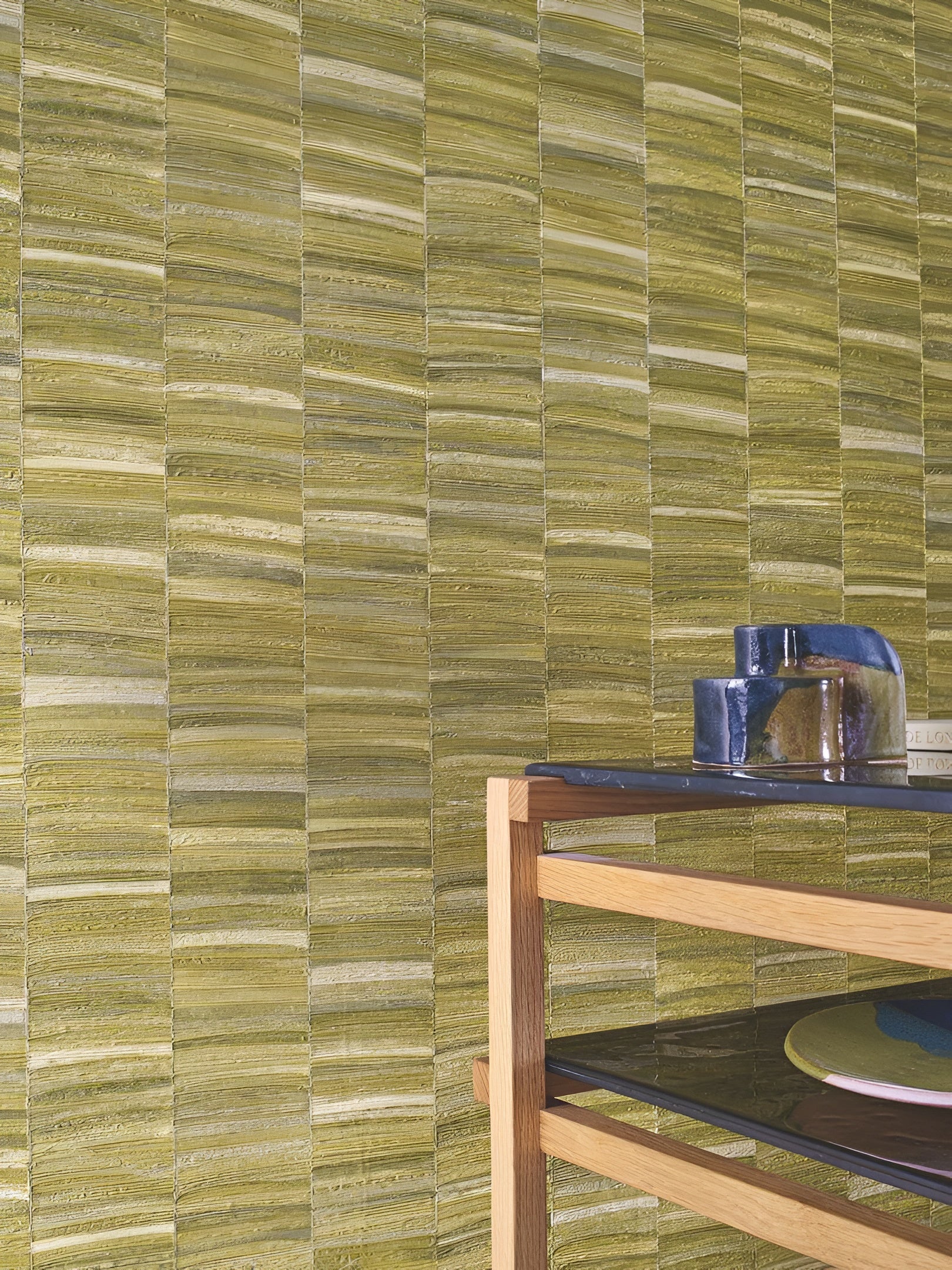 Structural striped wallpaper imitating a plant weave STYLOSA - GALET beige
