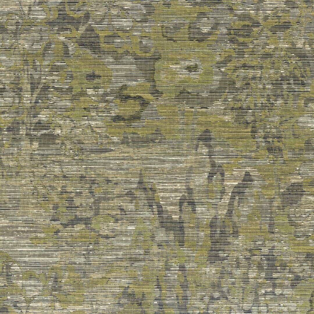 Textile structural wallpaper with a leafy plant pattern VERDURE - VERT green