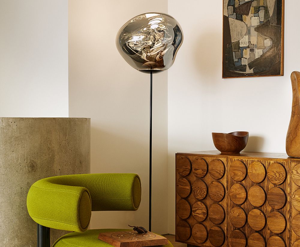 Stojací lampa MELT SLIM stříbrná