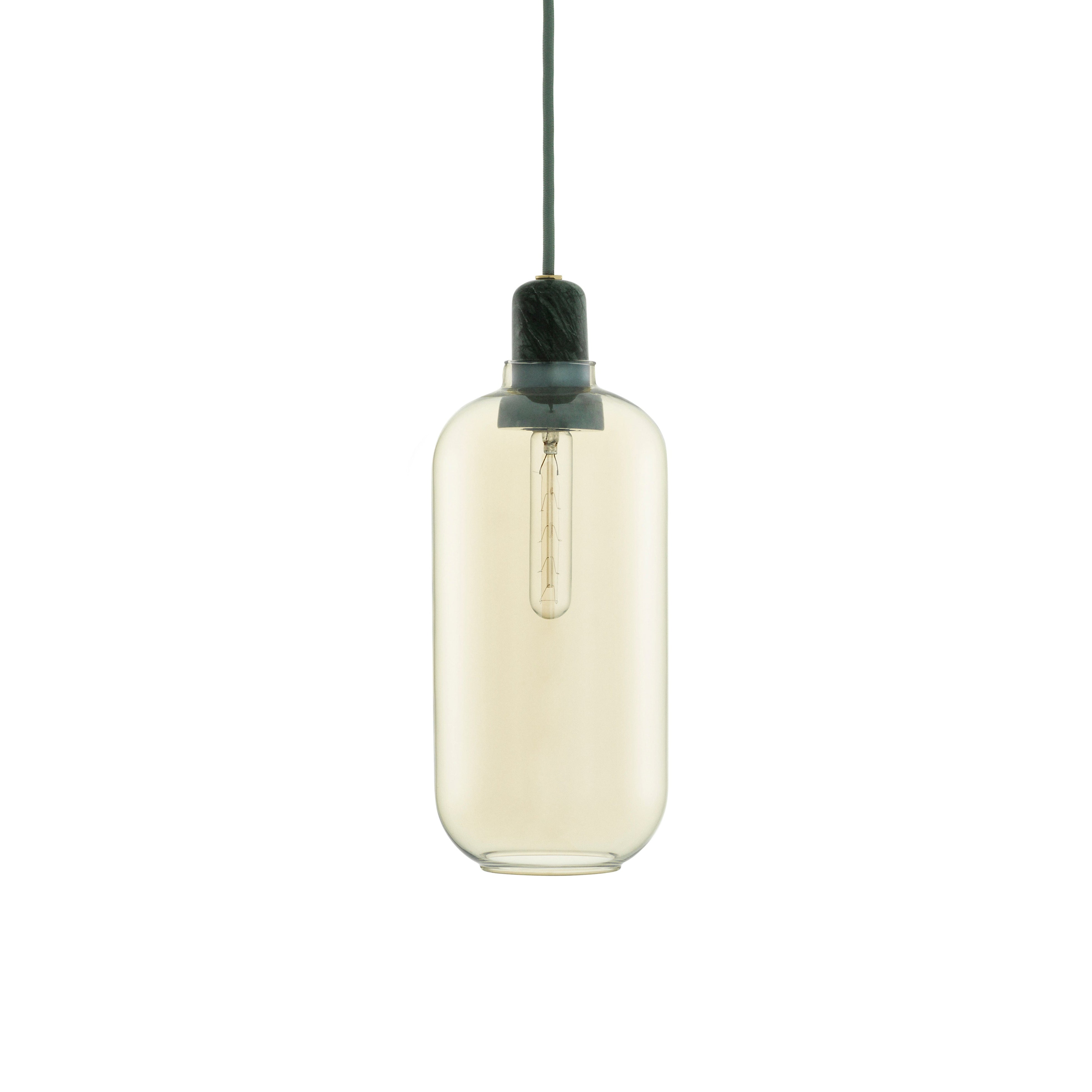 Závěsná lampa AMP LARGE žluté sklo se zeleným mramorem