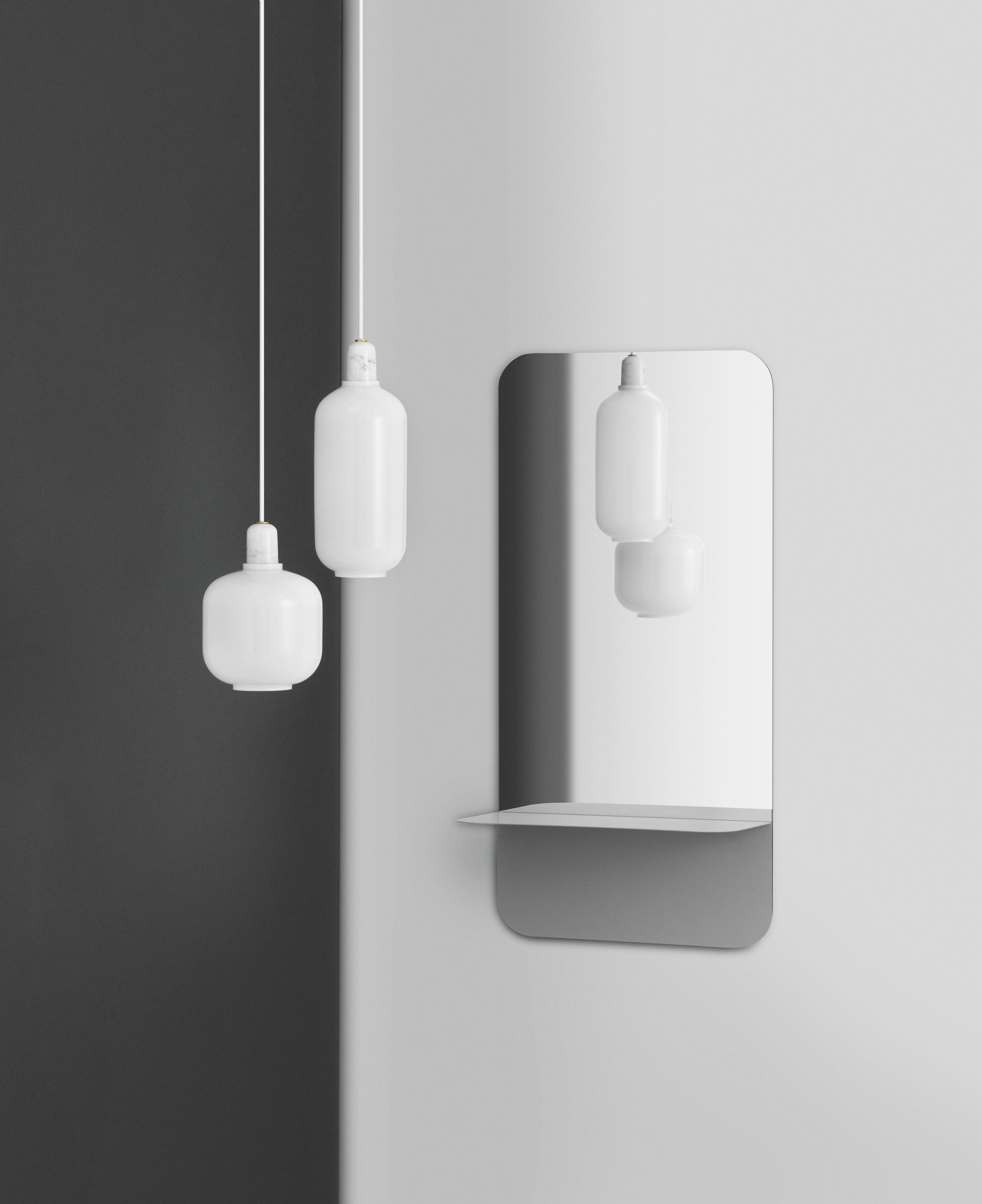 AMP pendant lamp white glass with white marble