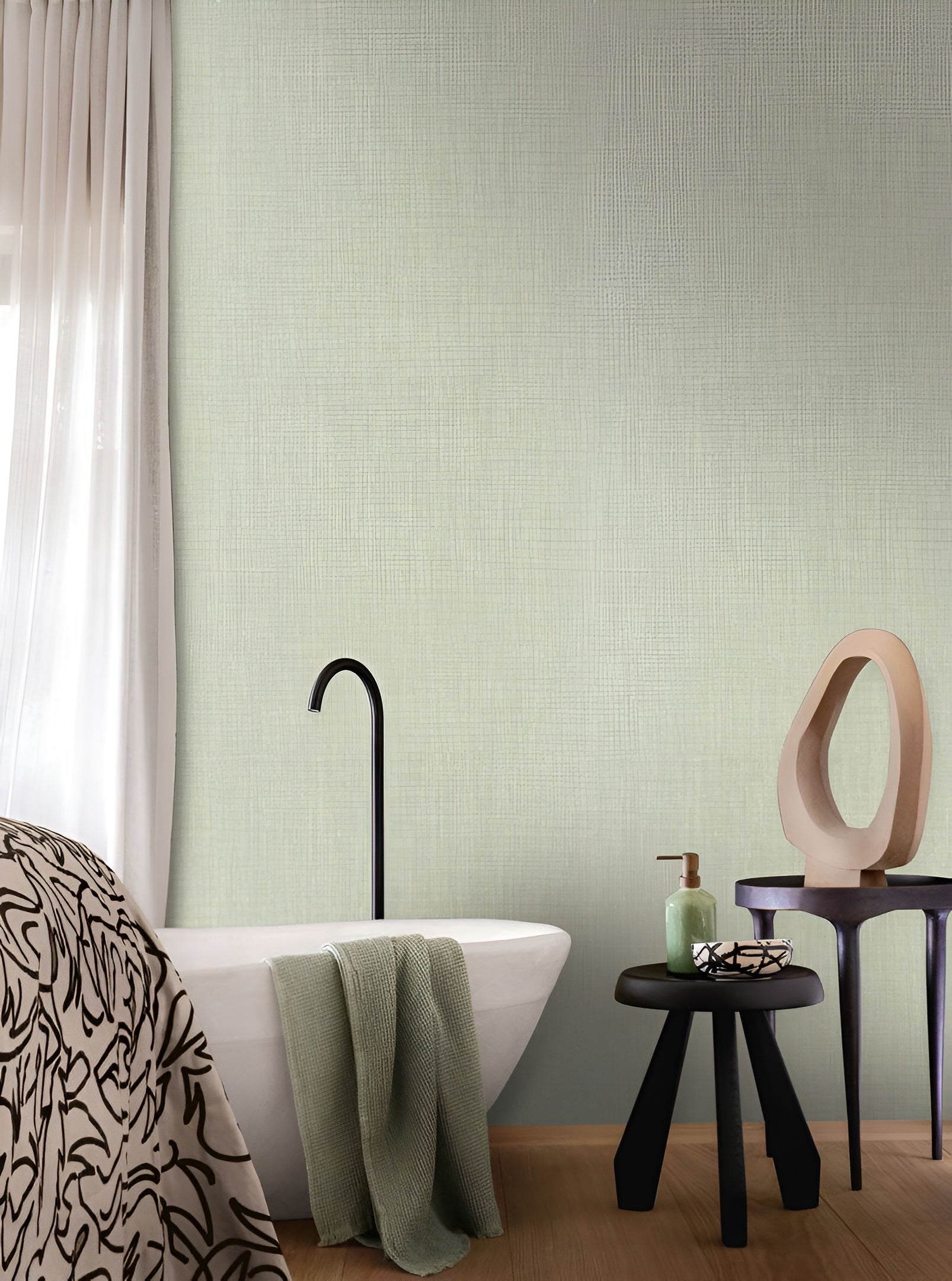 Structural wallpaper imitating linen canvas SHINOK - CACTUS cactus