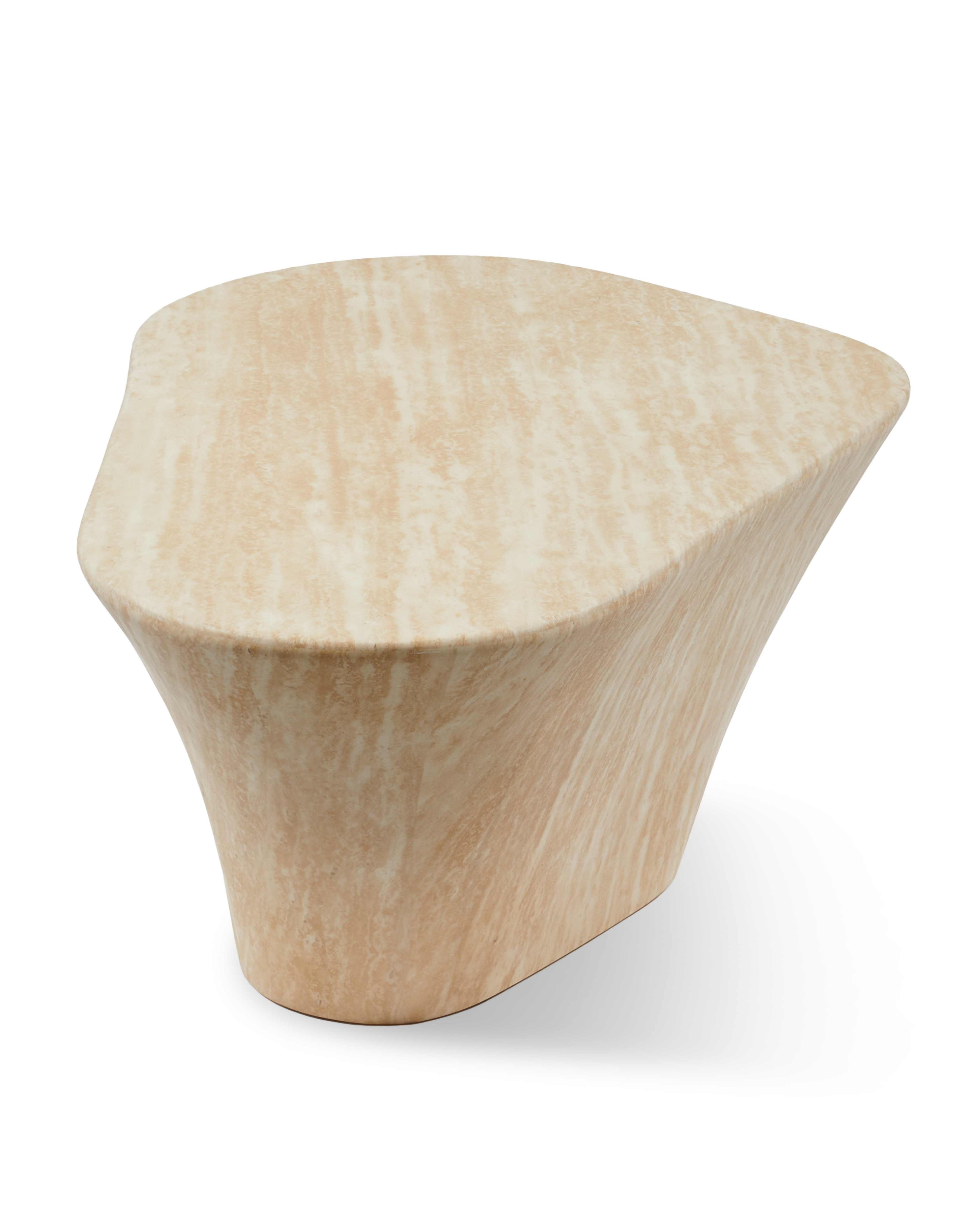 Kávový stolek OVAL MARBLE LOOK béžový