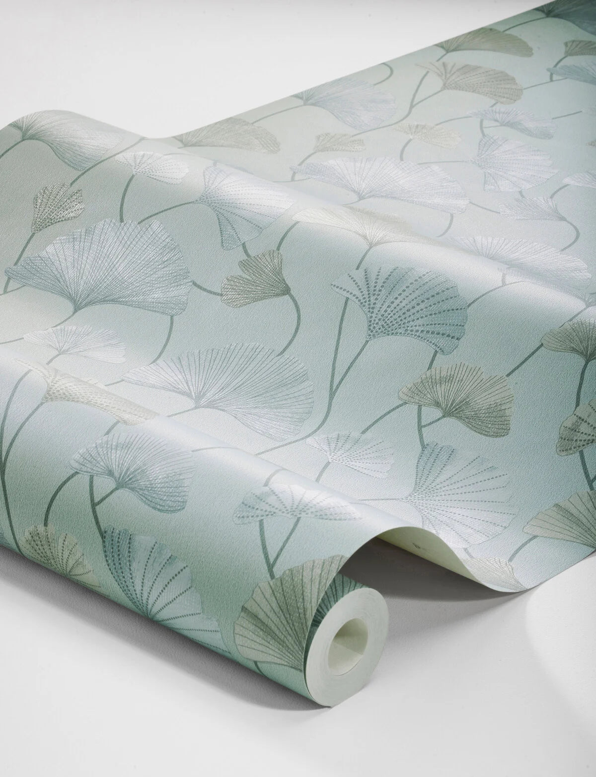 Tapeta se strukturovaným rostlinným motivem SOPHIA, tlumená zelená