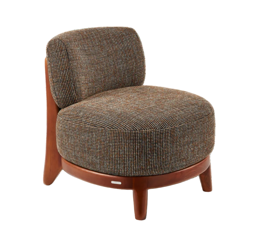 Křeslo FIZZ tmavě hnědé s dřevěnou základnou