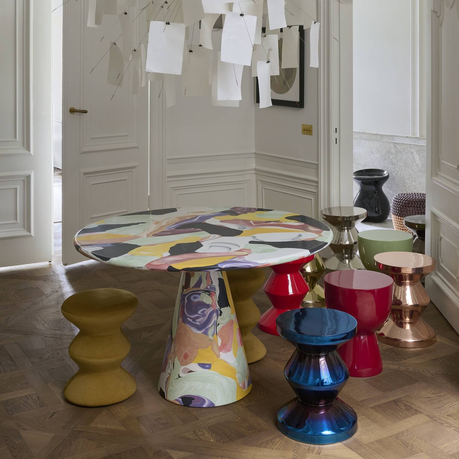 Stolek SOFT ZIG ZAG orche s bílou a černou