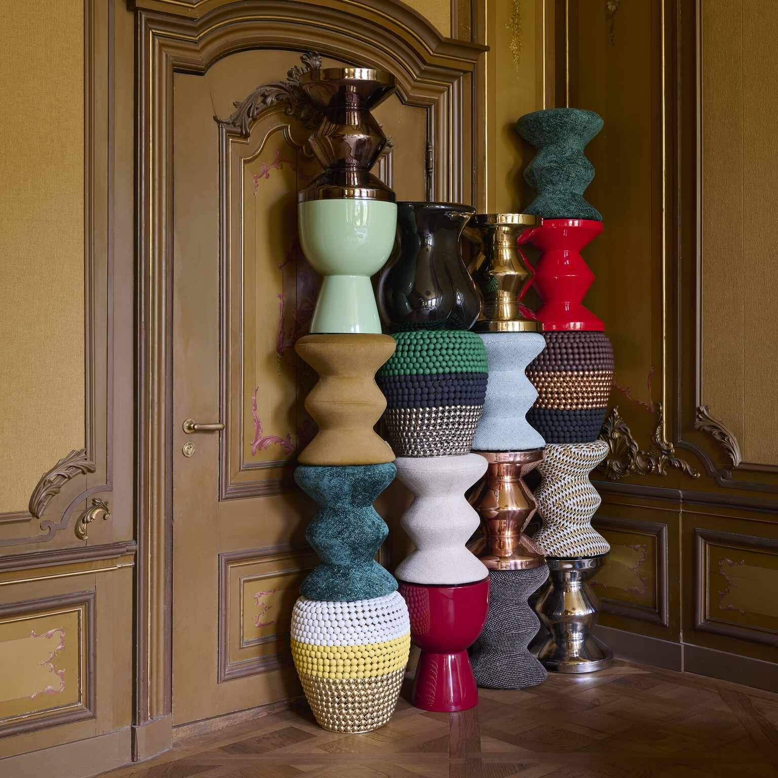 Stolek SOFT ZIG ZAG orche s bílou a černou