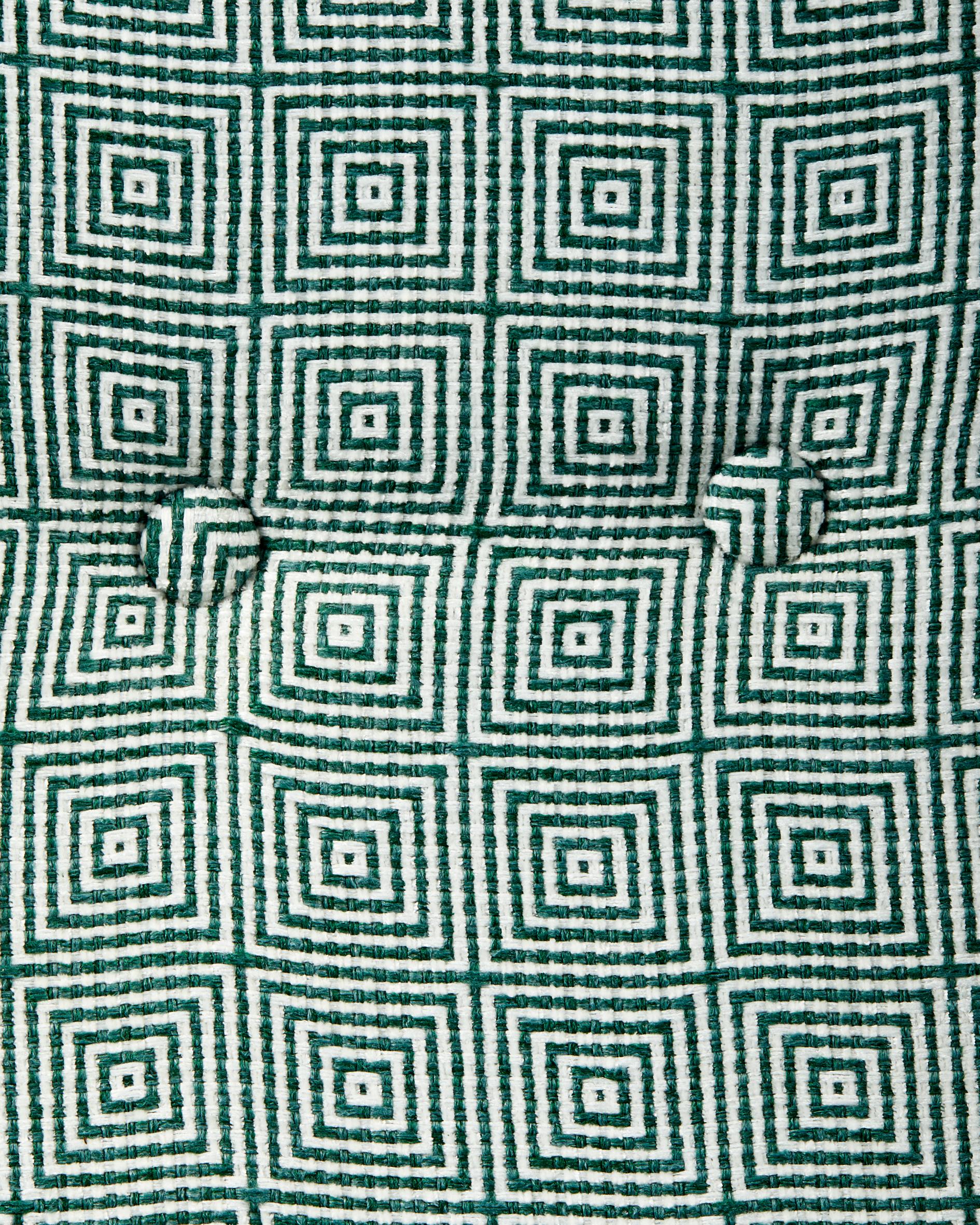 Křeslo PEGGY zelené s geometrickými vzory a dřevěnou základnou