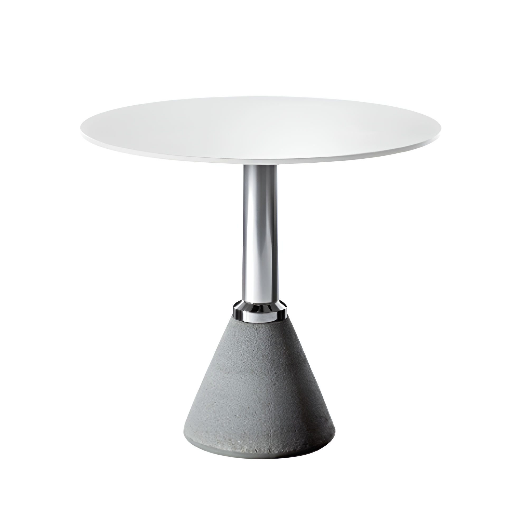 Round outdoor table TABLE_ONE BISTROT white with a light concrete base
