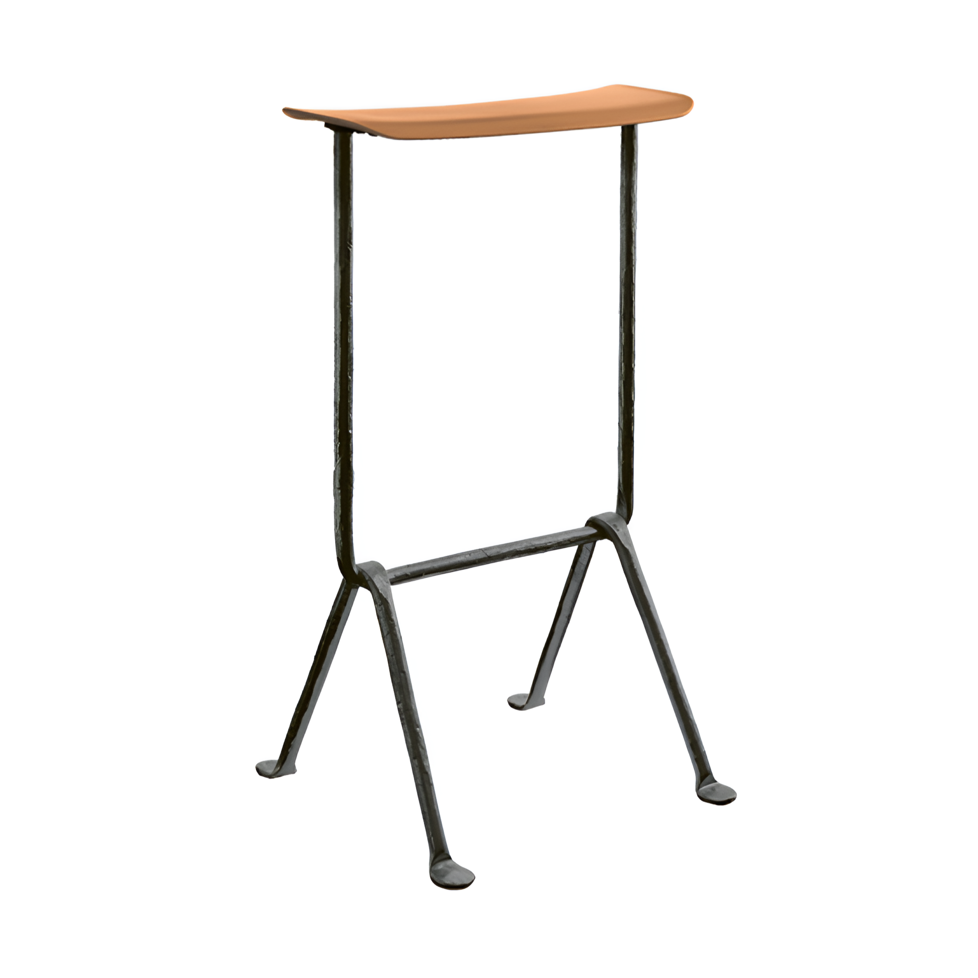OFFICINA bar stool with an anthracite base and cognac leather seat