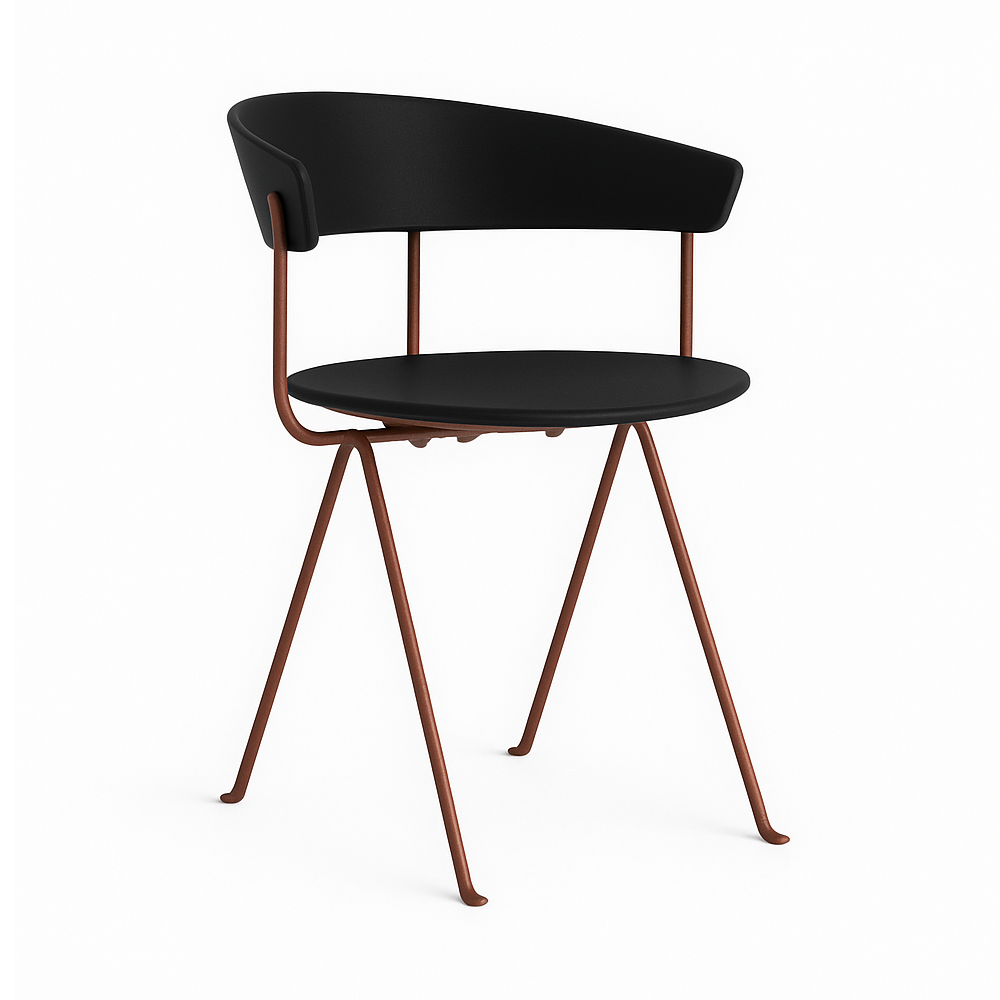 OFFICINA chair with a brown base and black seat