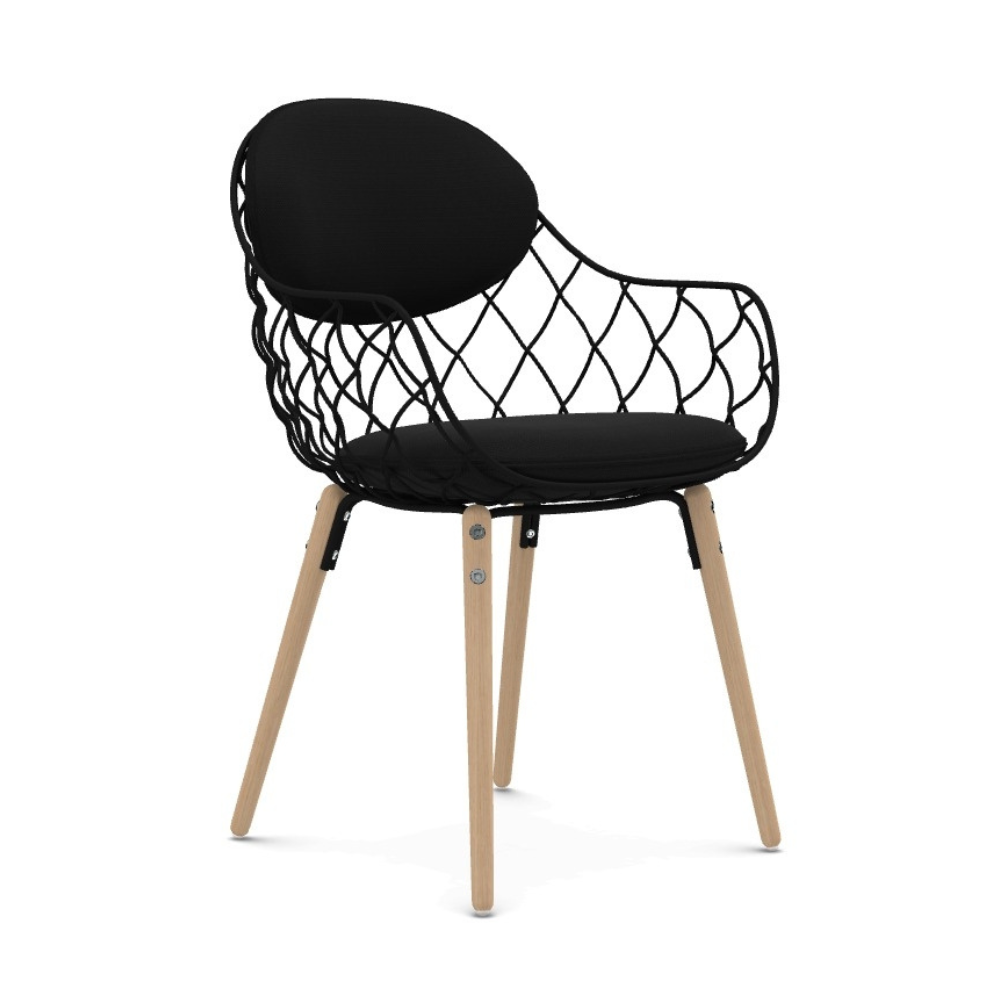 Židle PIÑA černá s jasanovou základnou
