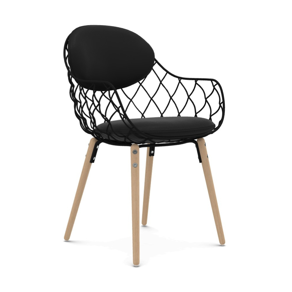 PIÑA chair black leather with ash base