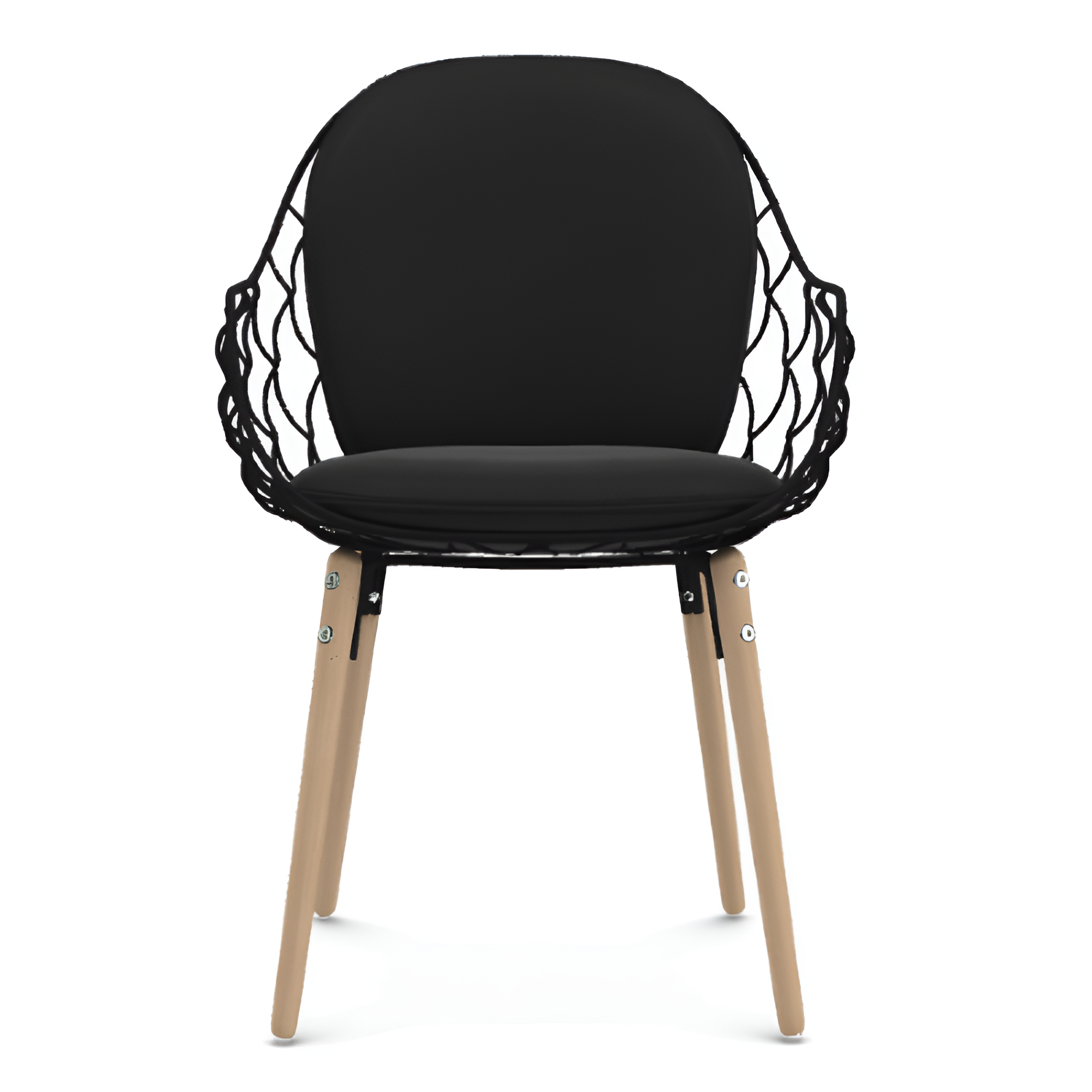 PIÑA chair black leather with ash base