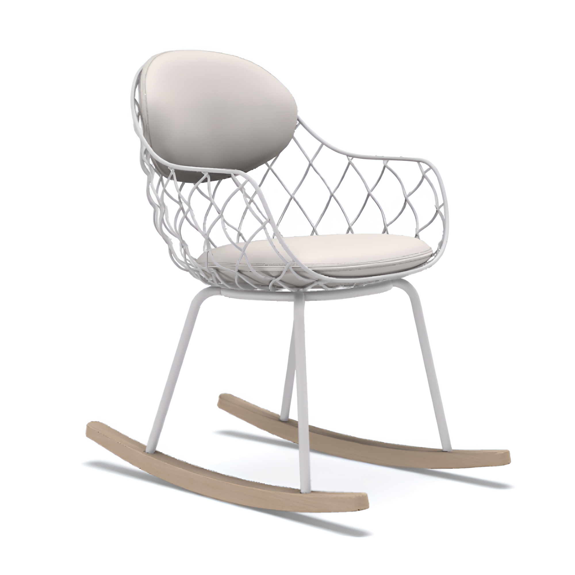 PIÑA rocking chair in white with an ash base