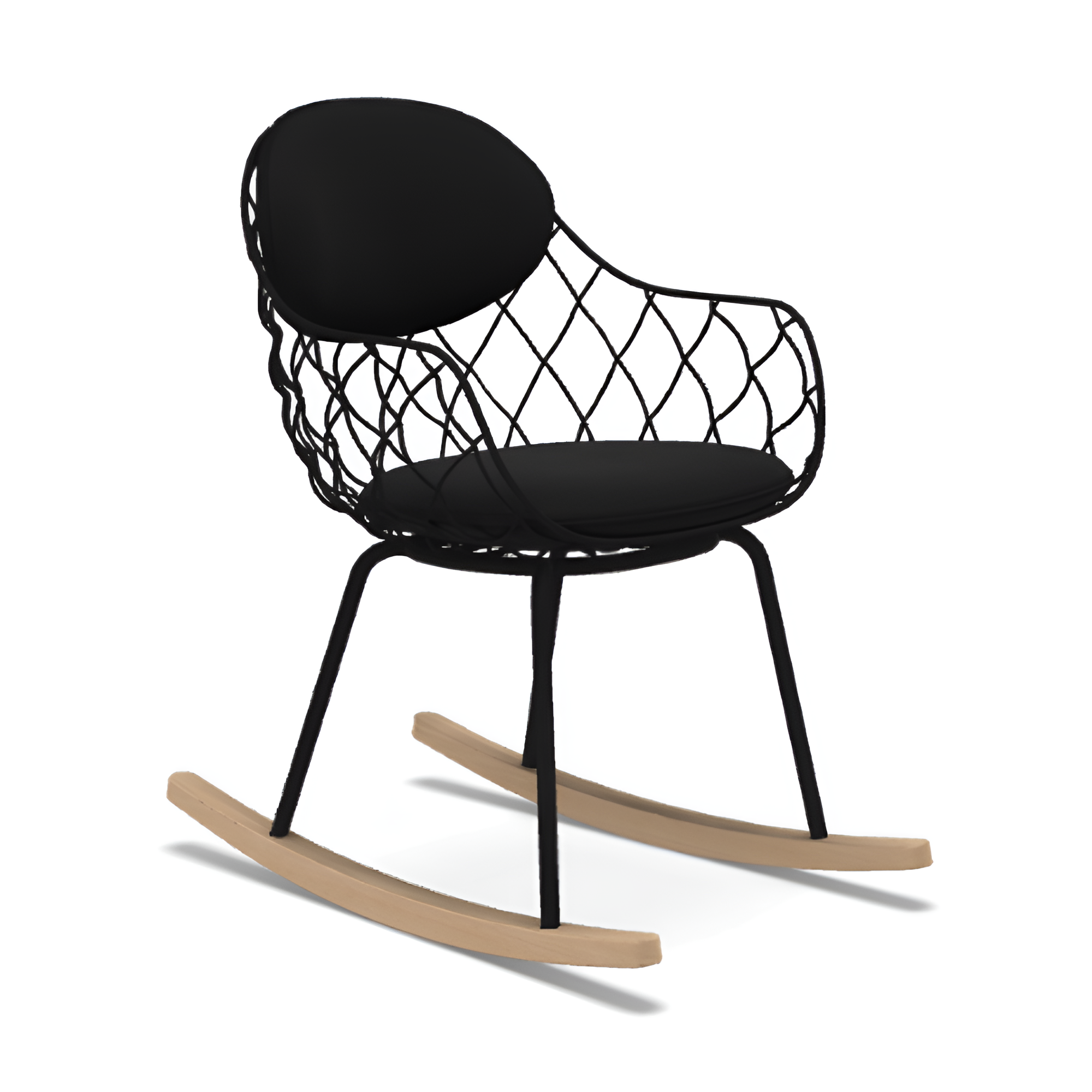 PIÑA rocking chair in black with an ash base