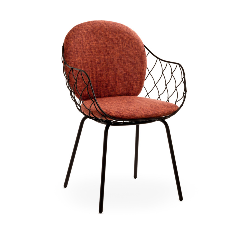 Zahradní židle PIÑA červená s hnědým podstavcem