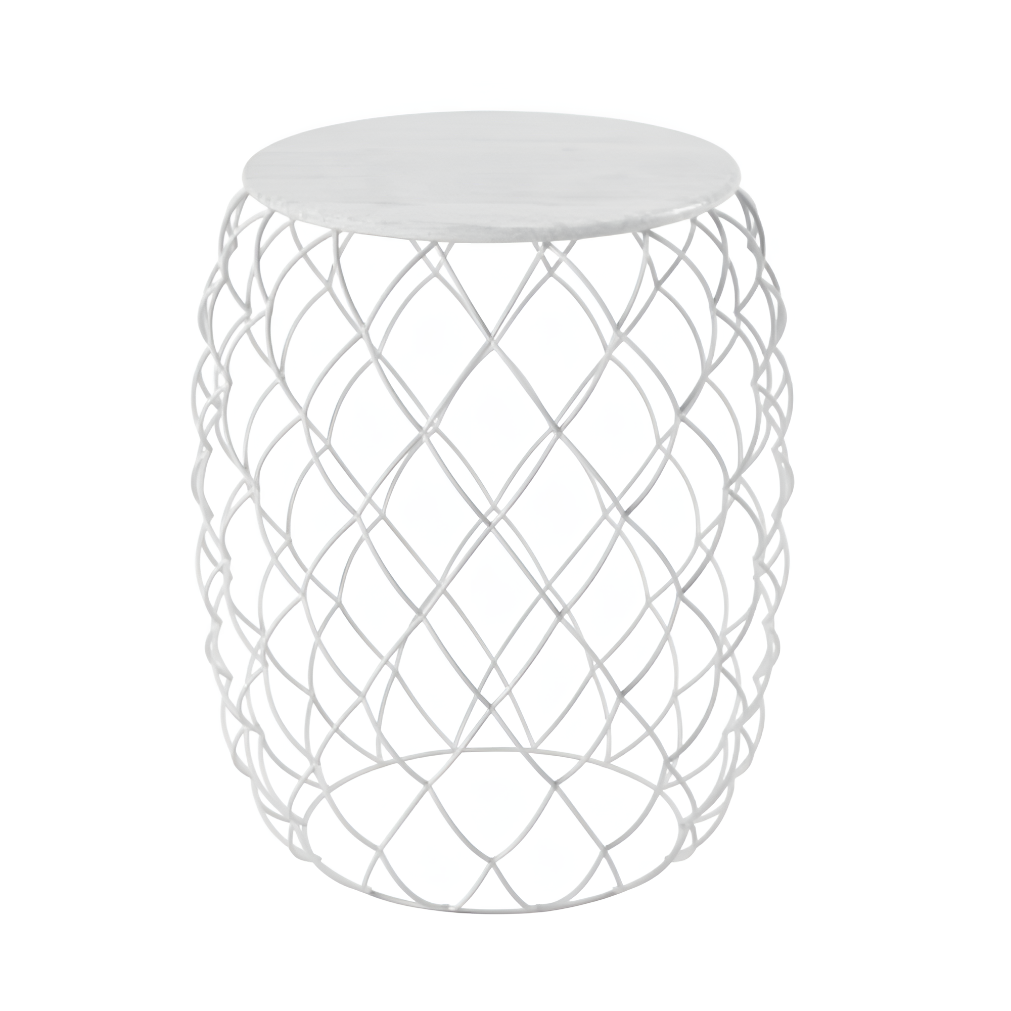 PIÑA side table with a white wooden top and white base