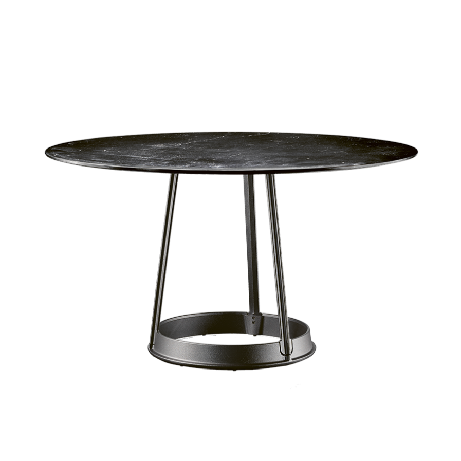 BRUT round table black marble with black base