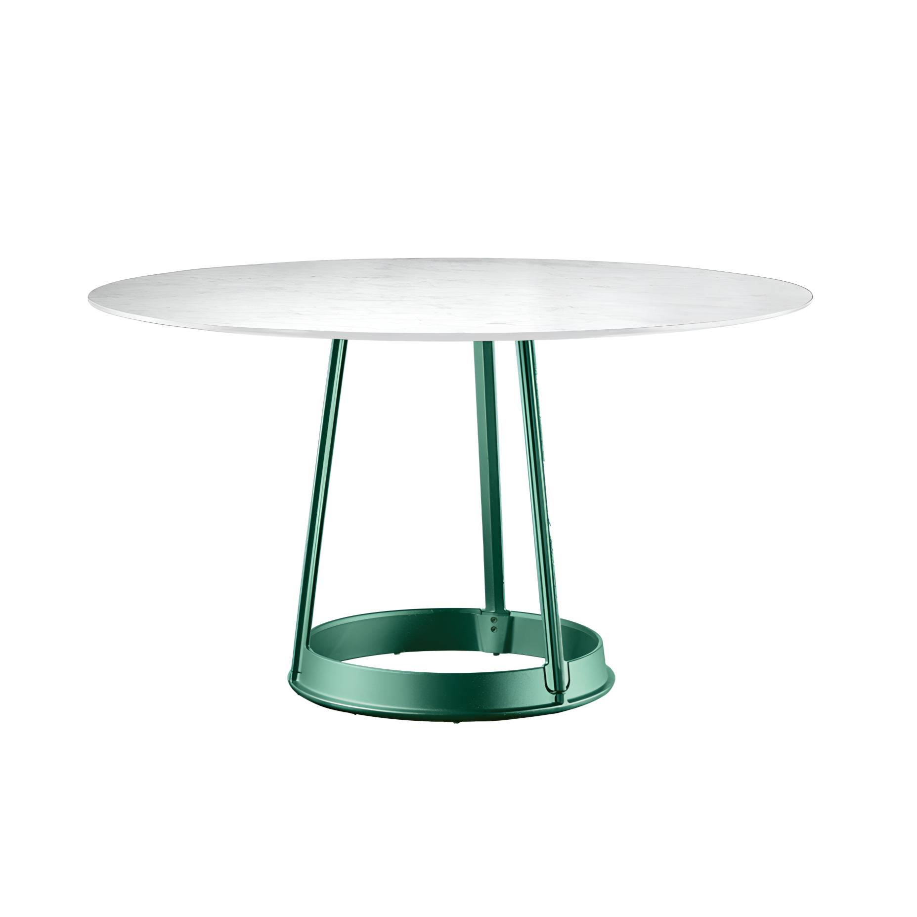 Round table BRUT white marble with green base
