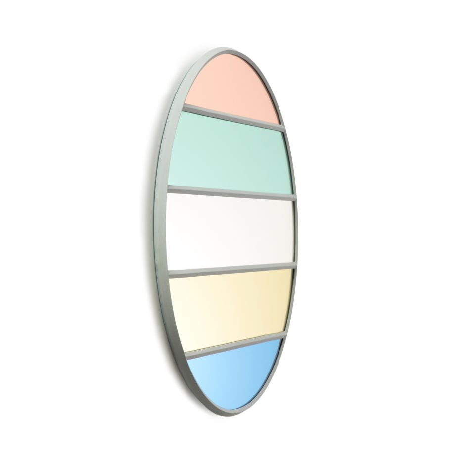 Round mirror VITRAIL light gray frame