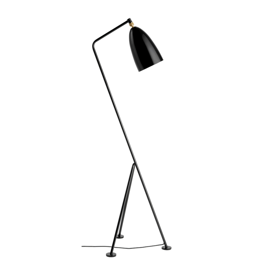 Stojací lampa na čtení GRÄSHOPPA černý lesklý trojnožka