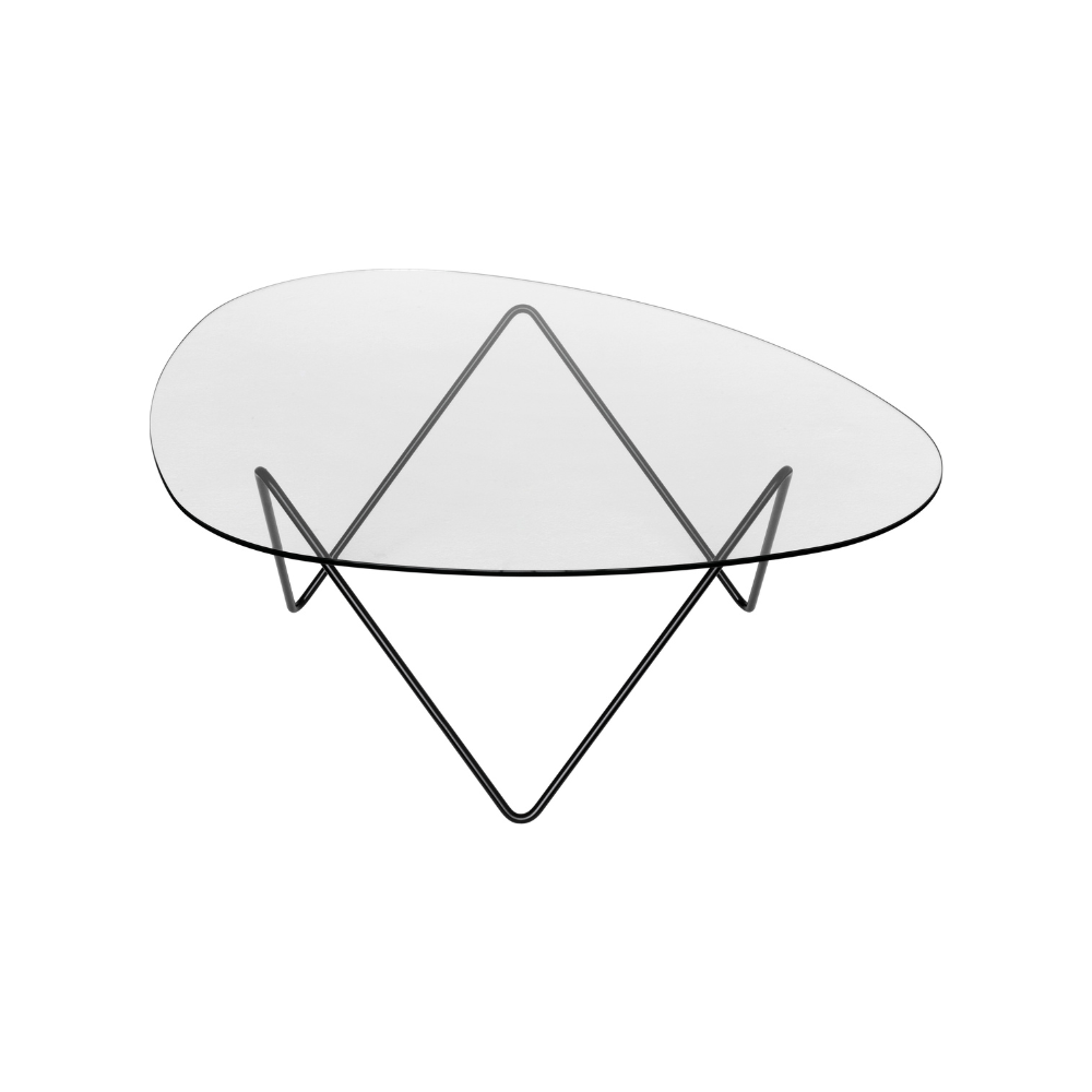 Konferenční stolek PEDRERA sklo s černým podstavcem