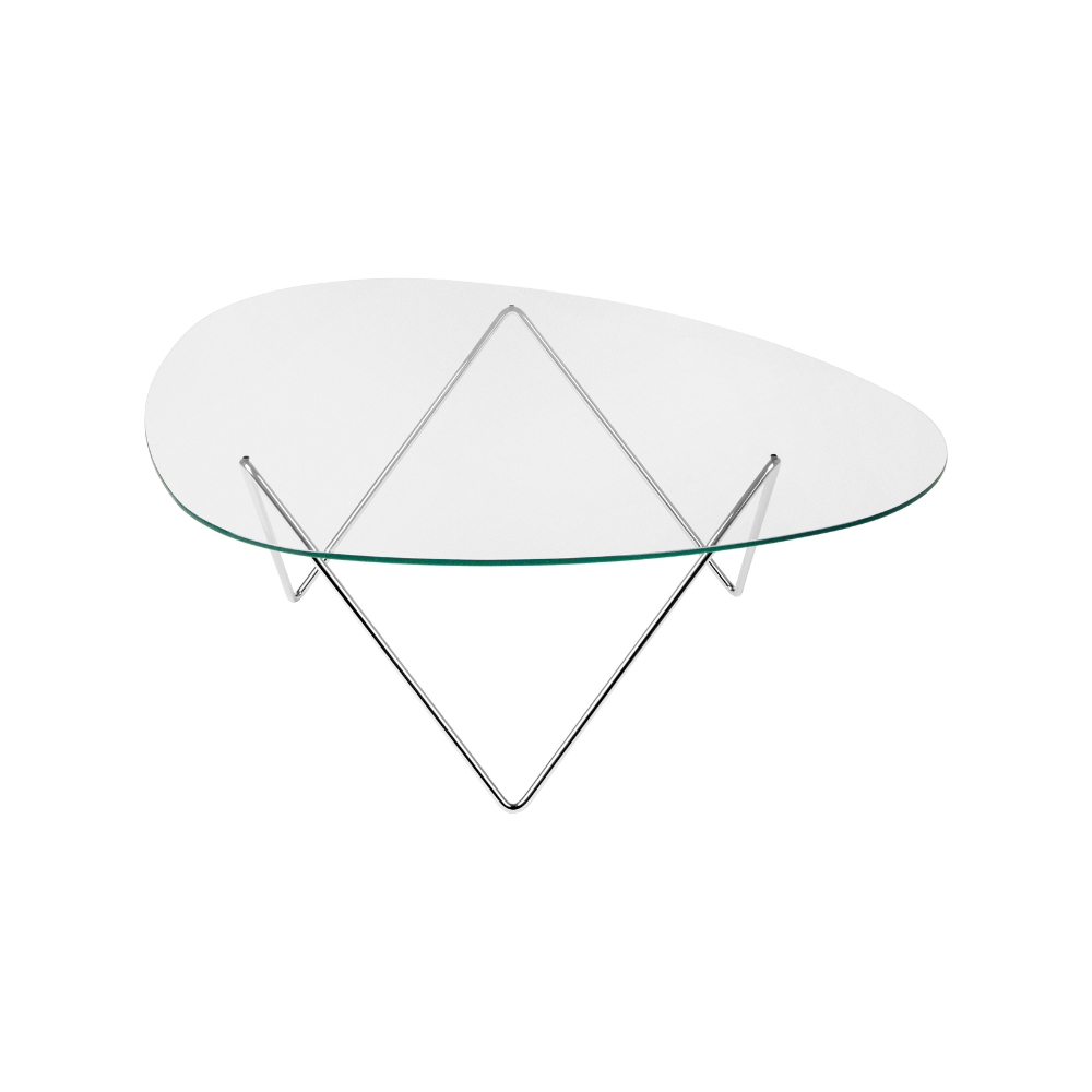 PEDRERA Coffee Table with Smooth Glass and Chrome Base