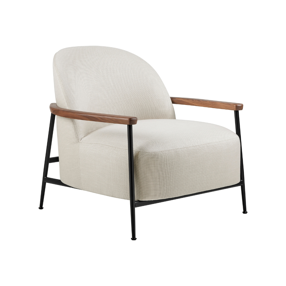 SEJOUR upholstered armchair with black base