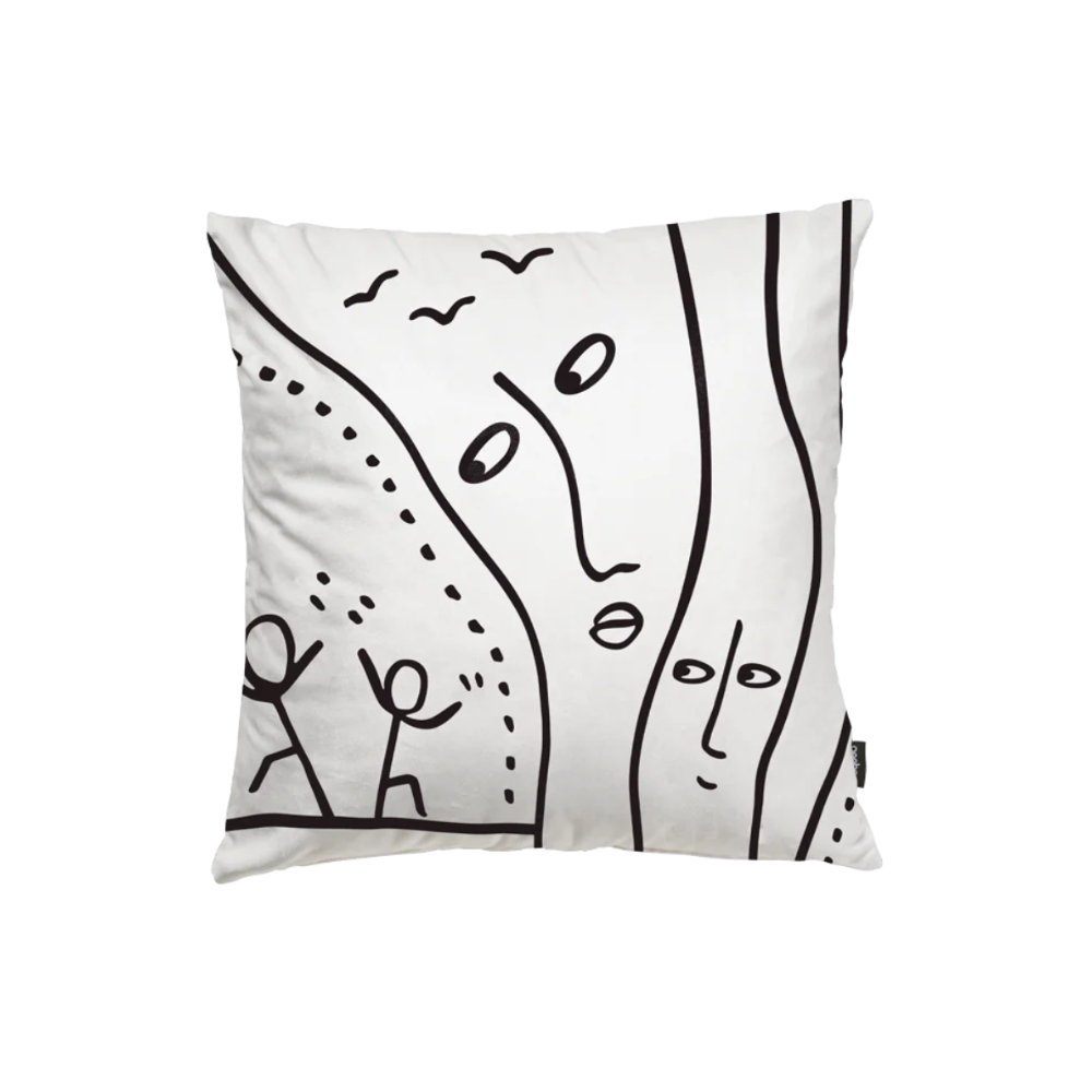 Oboustranný polštář SILENT SHADOWS bílo-černý