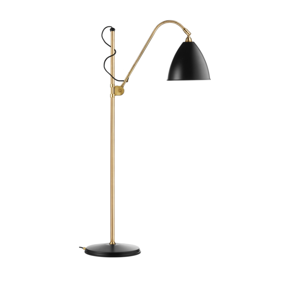 Stojací lampa BESTLITE BL3 mosaz s černým stínidlem