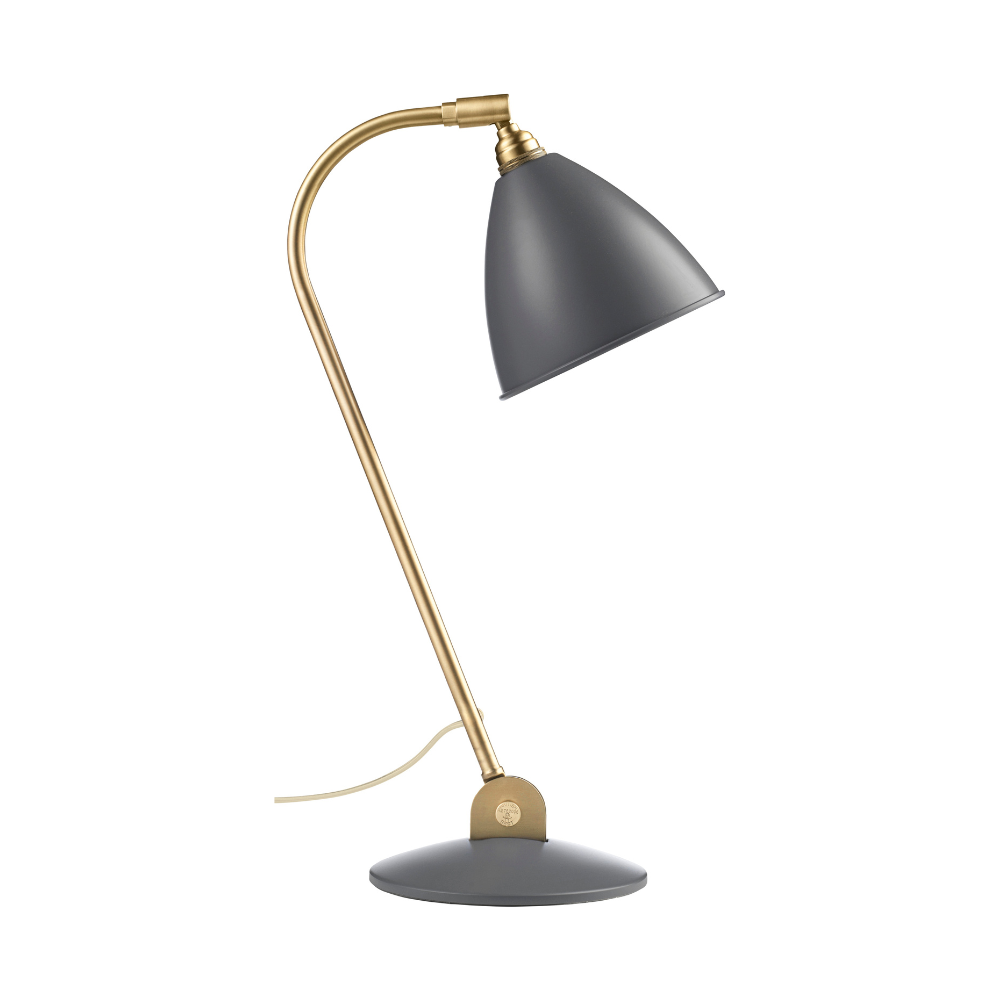 Stolní lampa BESTLITE BL2 mosaz s šedým stínidlem
