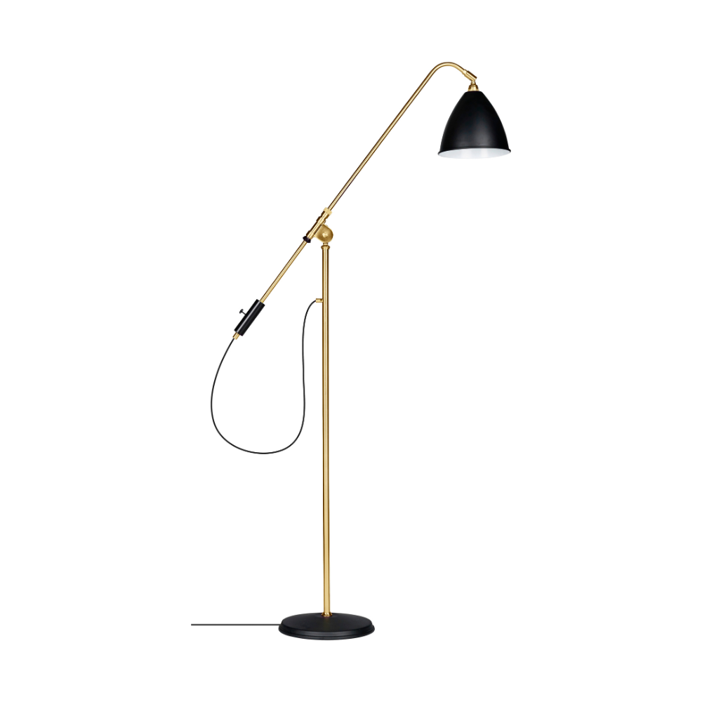Stojací lampa BESTLITE BL4 mosaz s černým stínidlem