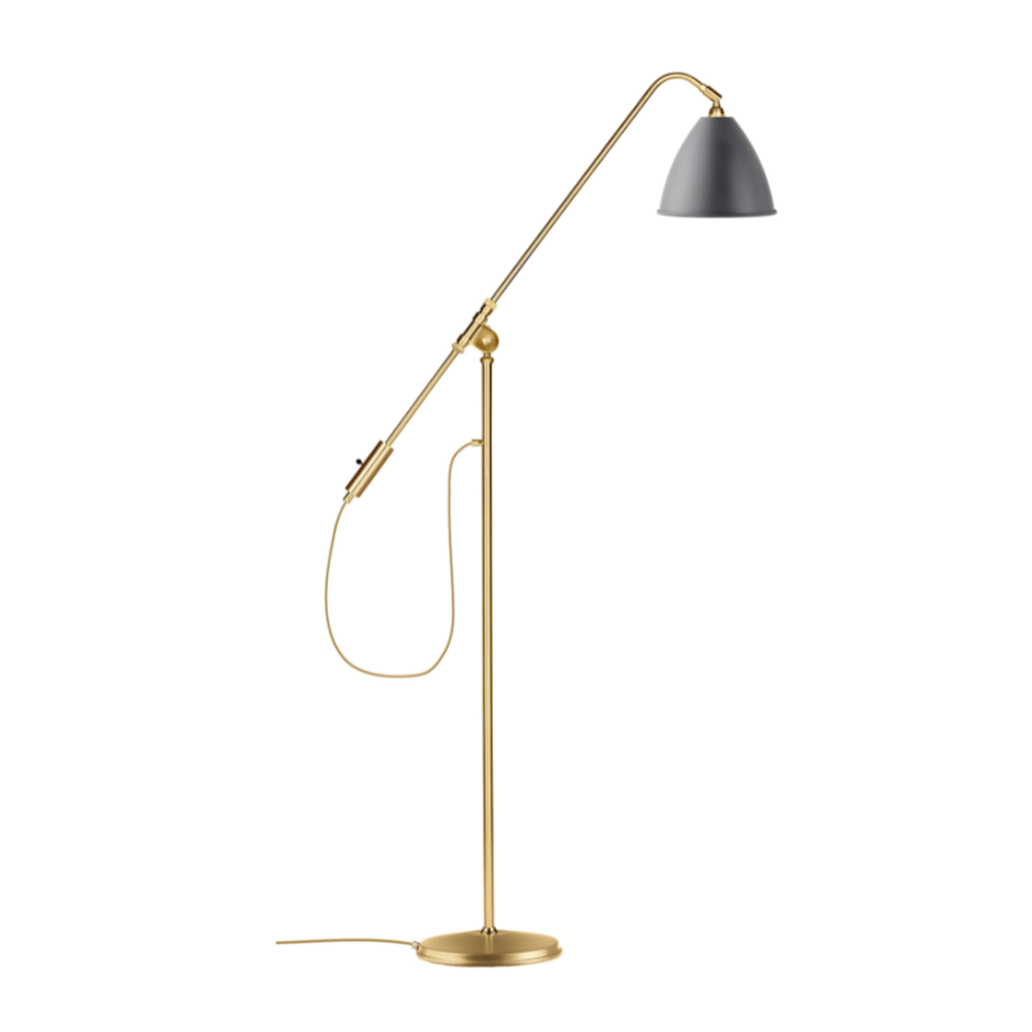 Stojací lampa BESTLITE BL4 mosaz s šedým stínidlem