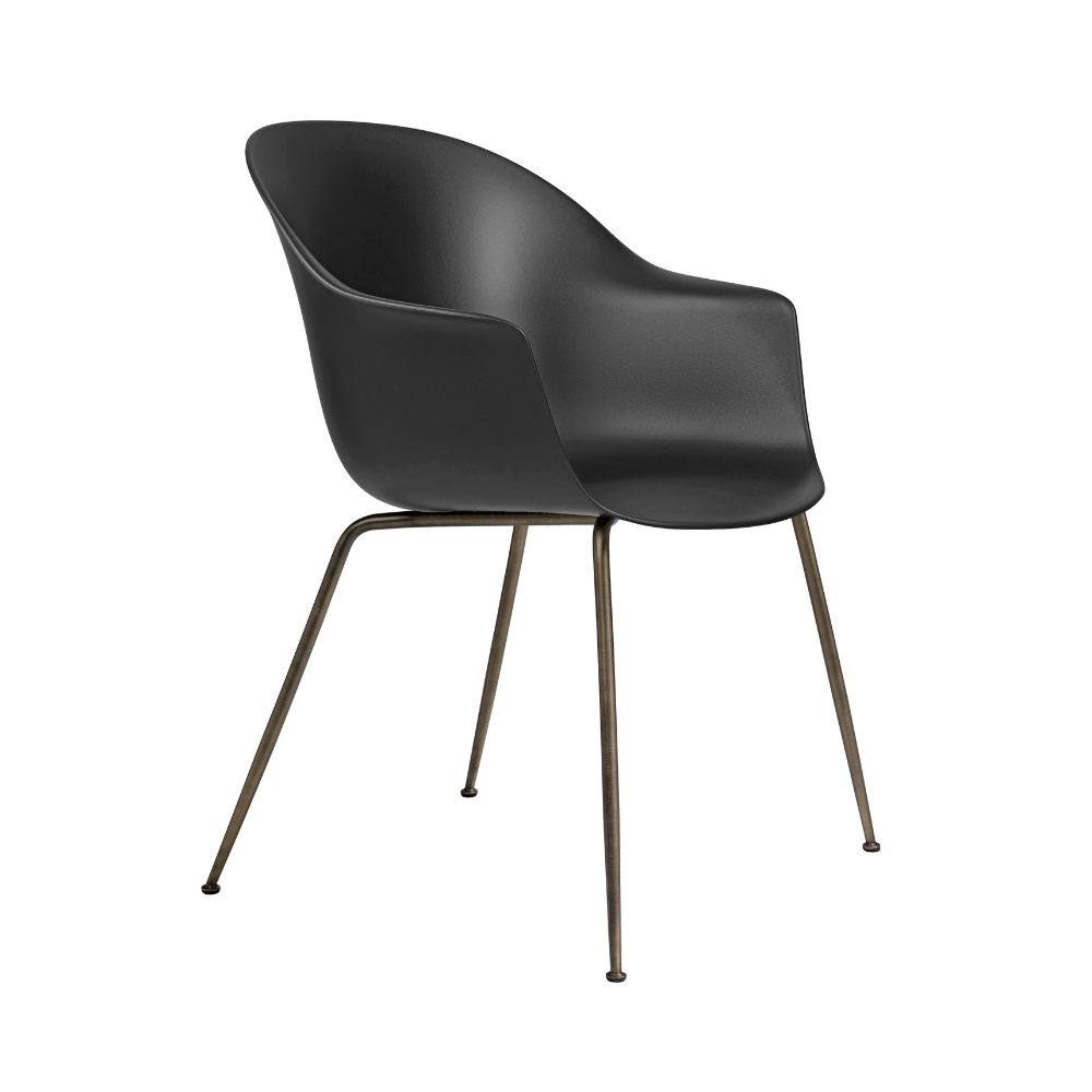 BAT chair black with dark brass base