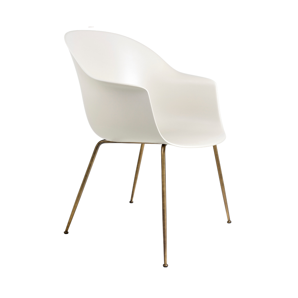 Židle BAT bílá s mosazným podstavcem