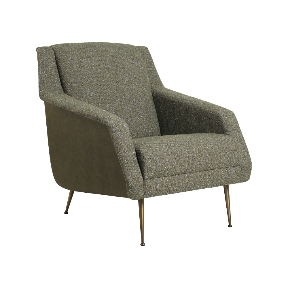 CDC.1 upholstered armchair with a brass base