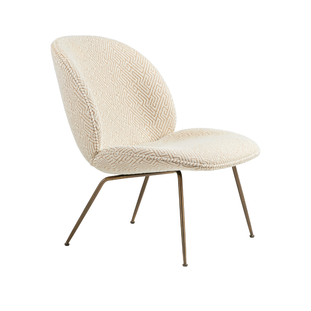 Křeslo BEETLE čalouněné s mosazným podstavcem