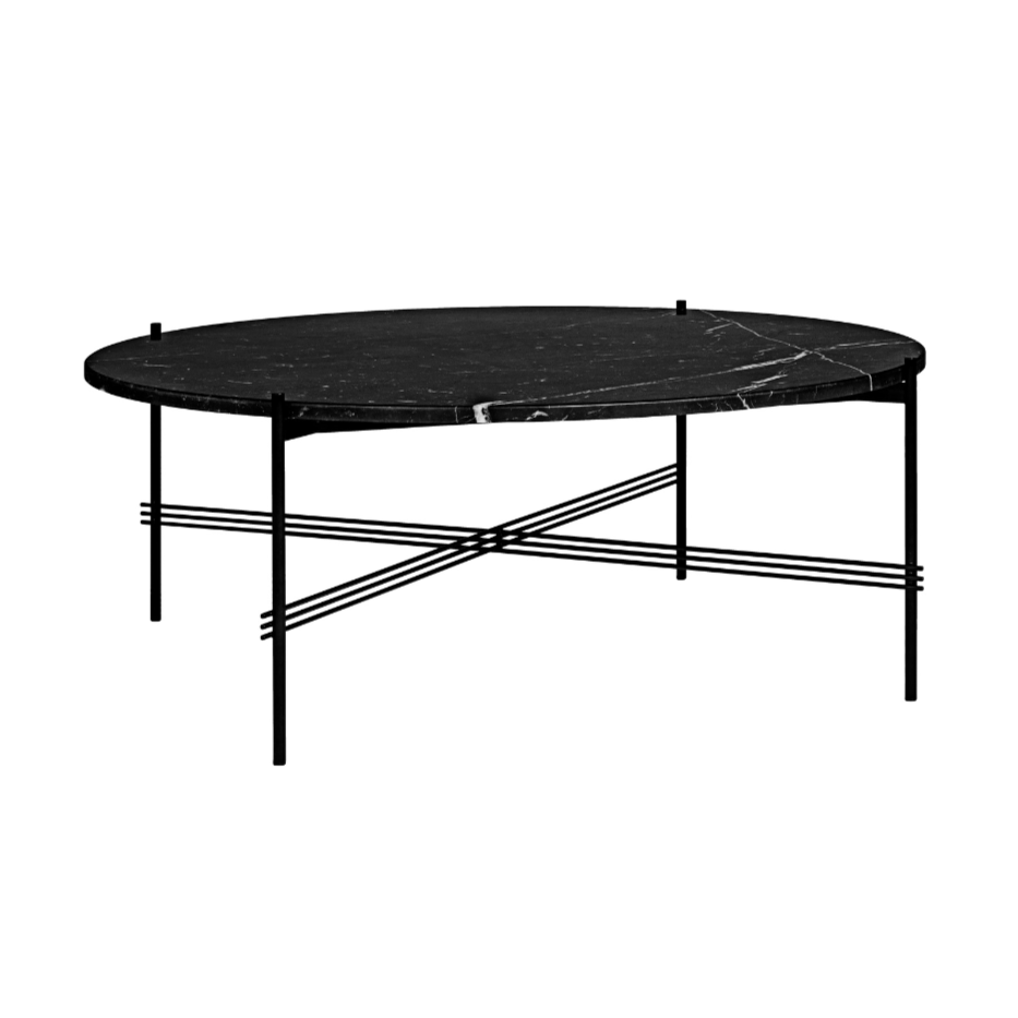 Round coffee table TS black marble with black base