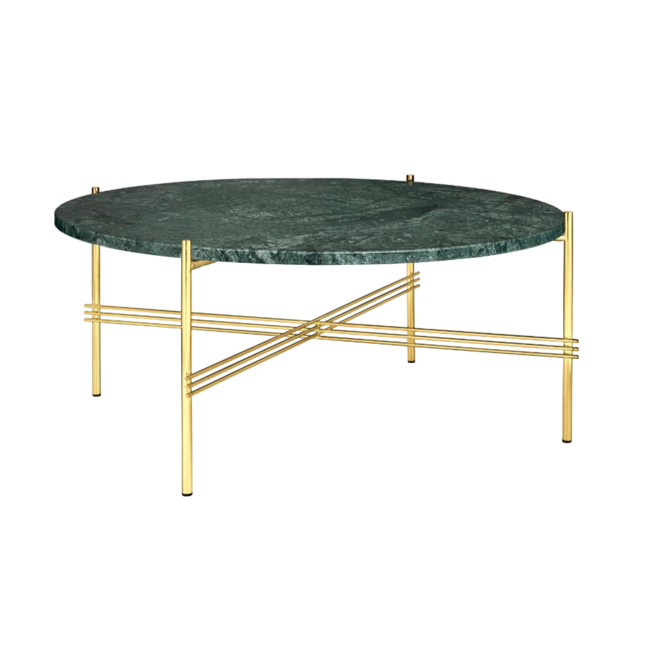 Kulatý konferenční stolek TS zelený mramor se zlatým podstavcem
