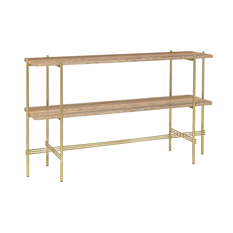 Konzole TS travertin se zlatou základnou