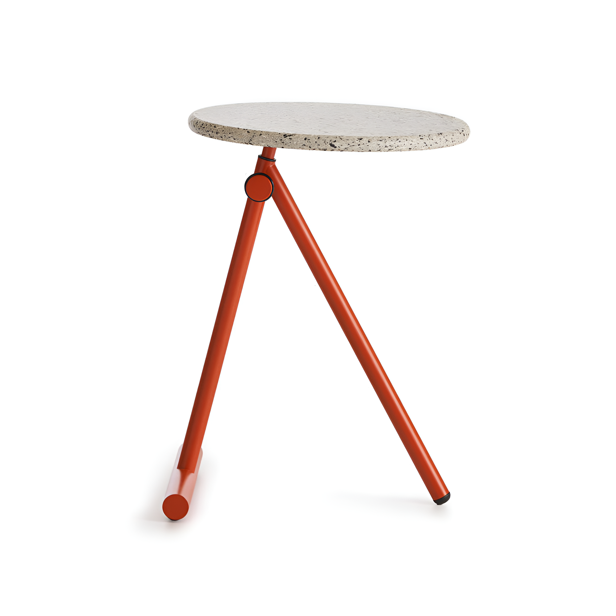 KOJI side table with fiberglass top and orange base