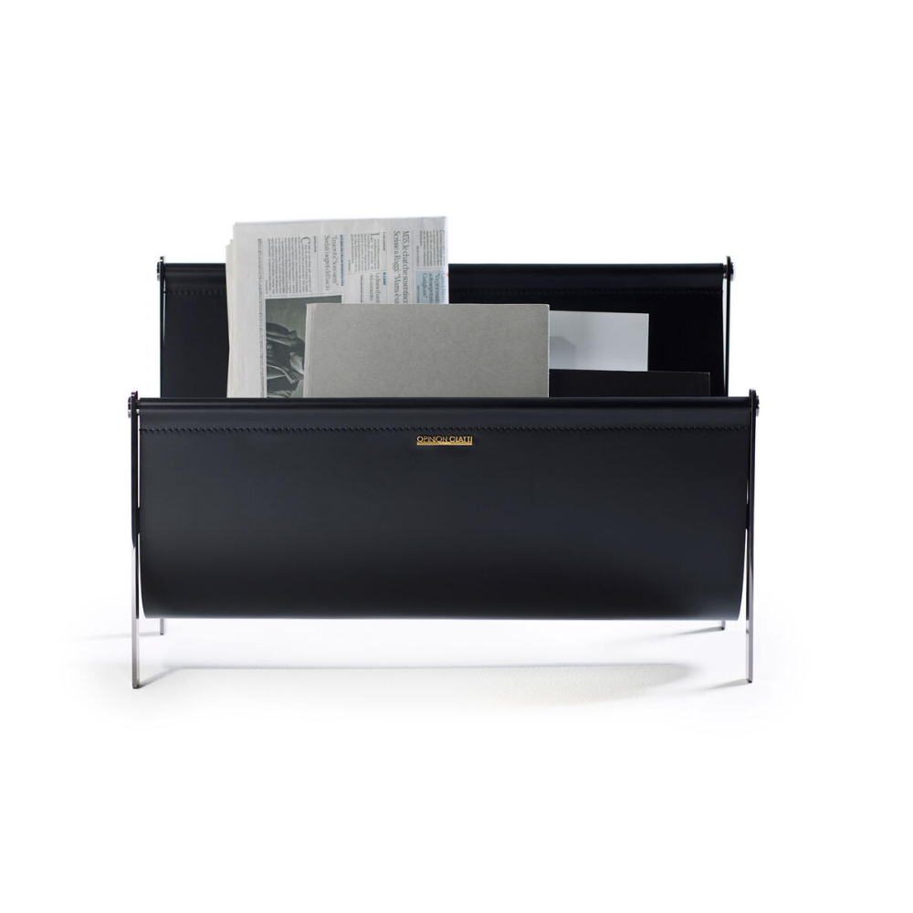 PORTARIVISTE newspaper stand black leather