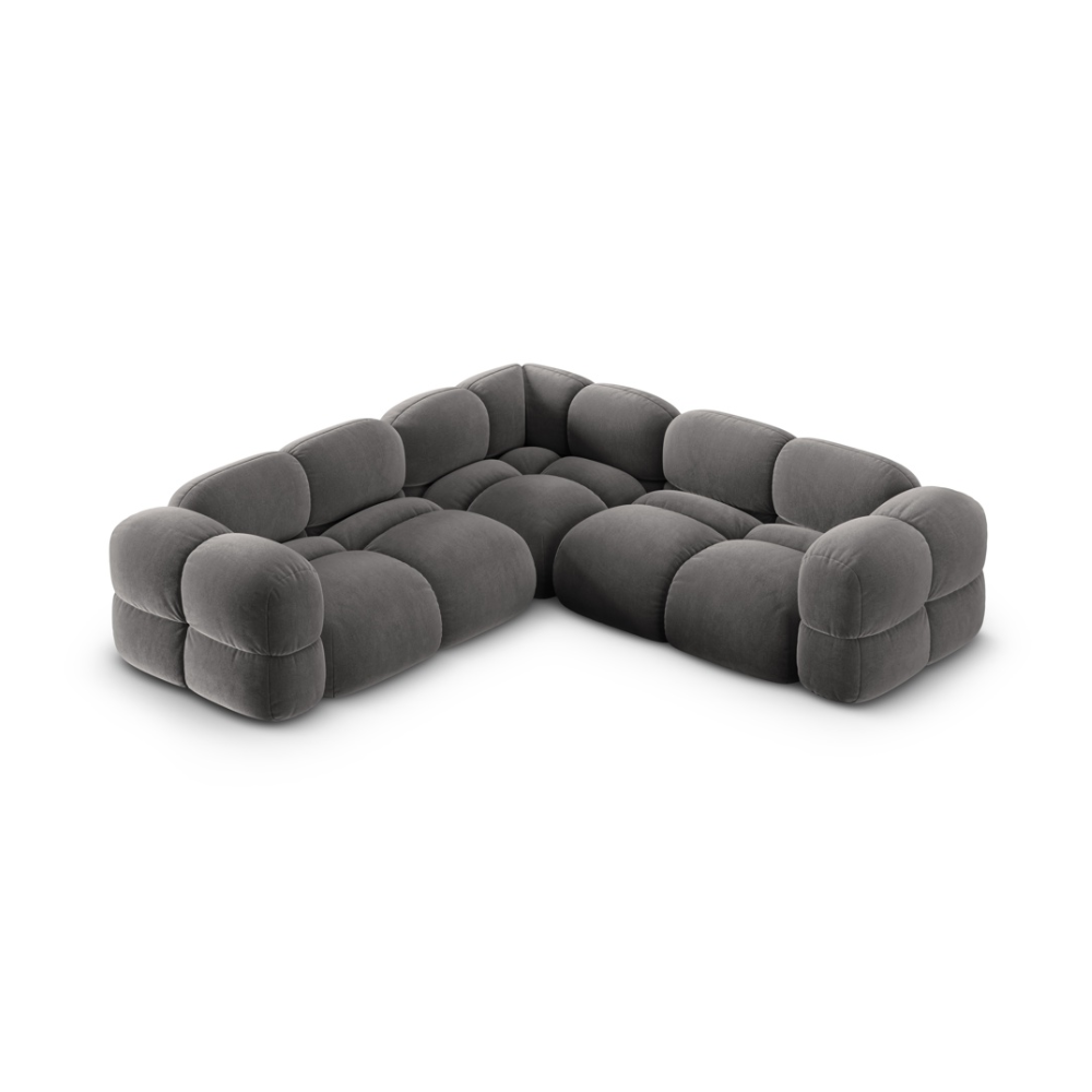 Symmetrical Velvet Corner Sofa LORETTO Gray