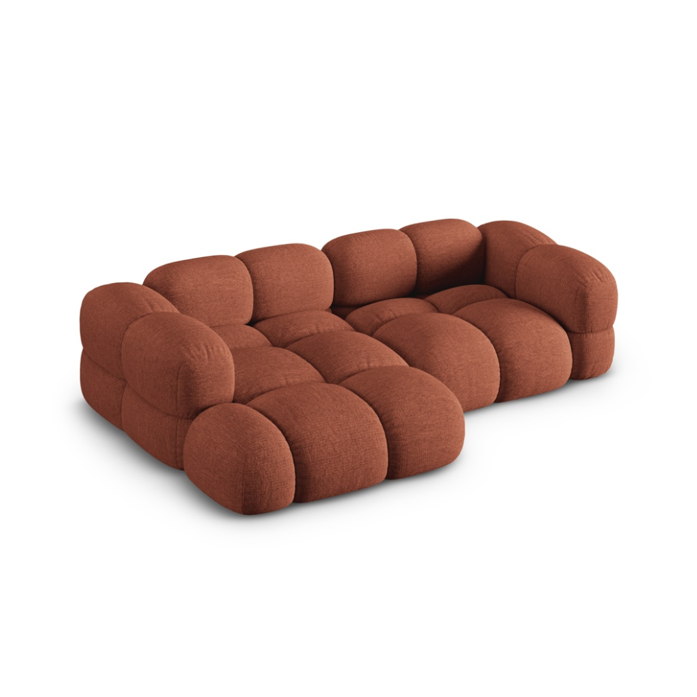 Rohová pohovka pro 3 osoby levostranná LORETTO korálová