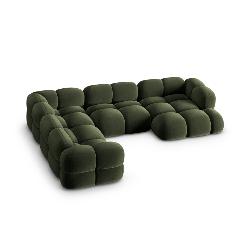 Left-facing U-shaped velvet corner sofa LORETTO green
