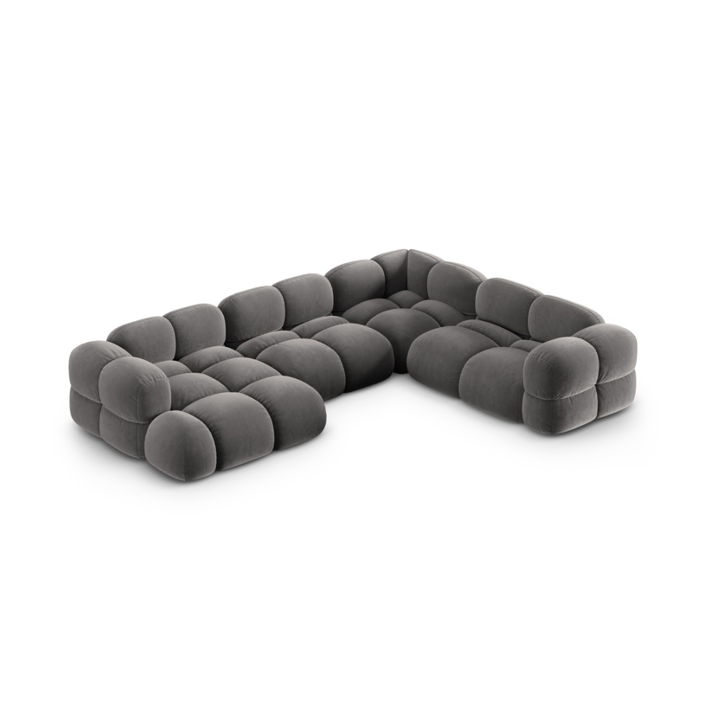 Right-facing velvet U-shaped corner sofa LORETTO gray