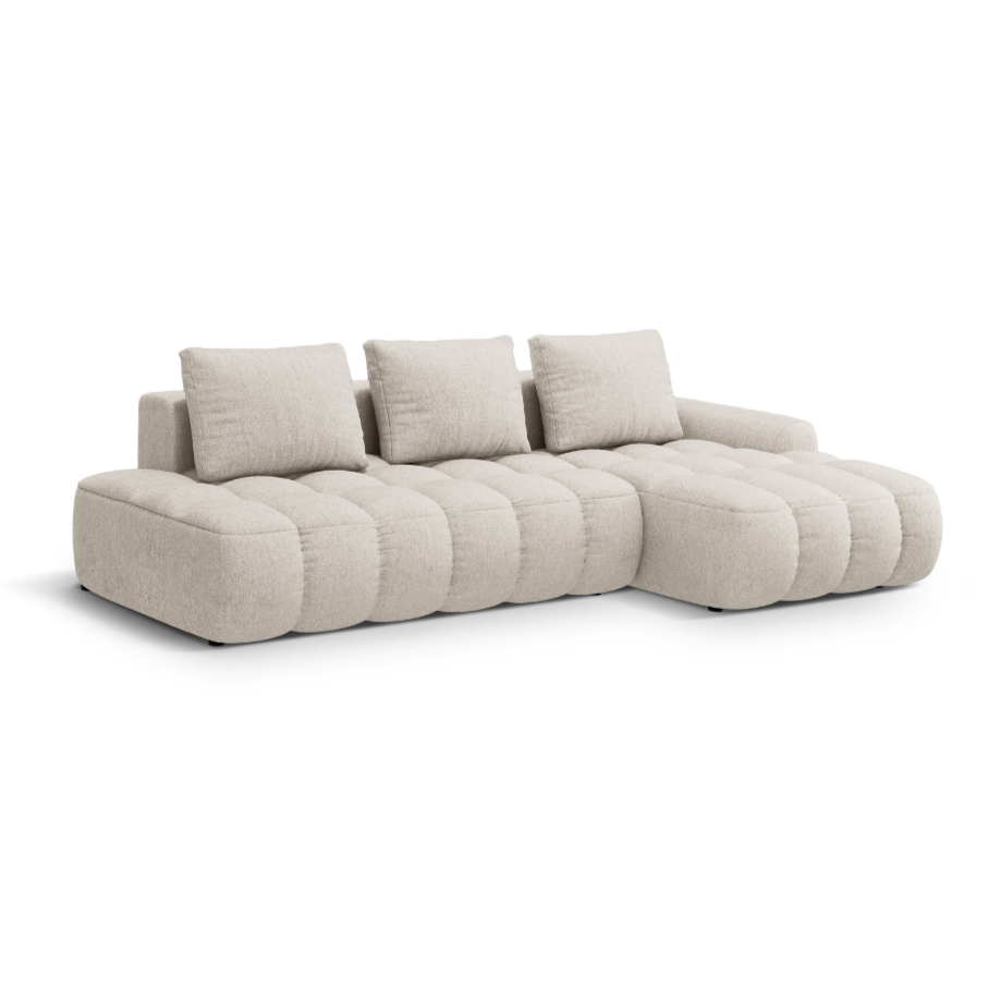 Right-hand corner sofa bed for 3 people LINZ cream